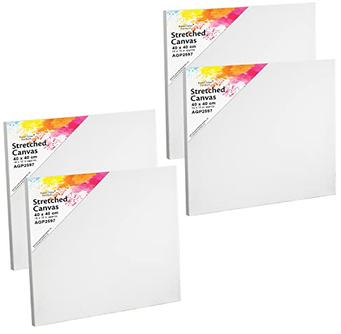 Artist Painting Canvas Board Art Plain Stretched Framed Small Large Blank Panel (Four 40cm x 40cm)
