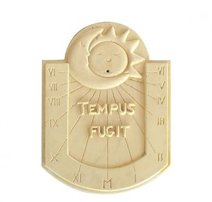 QEM Cadran Solaire Motif Tempus Fugit Pierre Naturelle 26cmx37cm