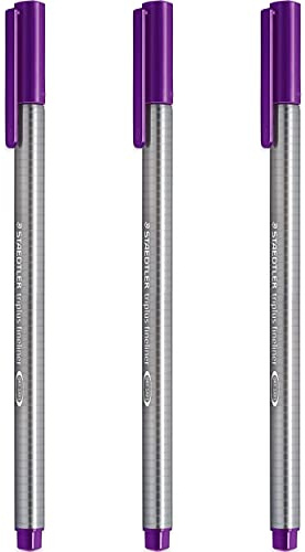 Staedtler 334 Triplus Fineliner mit superfeiner Spitze, 0,3 mm, Violett, 3 Stück