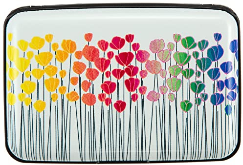 Kaabao Credit Card Holder, Metal Card Wallet RFID Blocking Mini Slim Aluminum Business Hard Card Case for Women Men (Colorful Flowers)