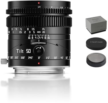 TTArtisan Tilt 50mm f1.4 Lens Full Frame Manual Focus Portrait Lenses Large Aperture Mirrorless Camera Compatiable with Canon RF Mount EOS R RP R5 R5C R6 R6II R7 R10