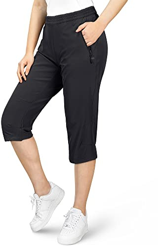 33,000ft Women's Capri Golf Trousers Casual Quick Dry UPF 50+ Lightweight Quick Dry 3/4 Cargo Pants Hiking Shorts with Pockets