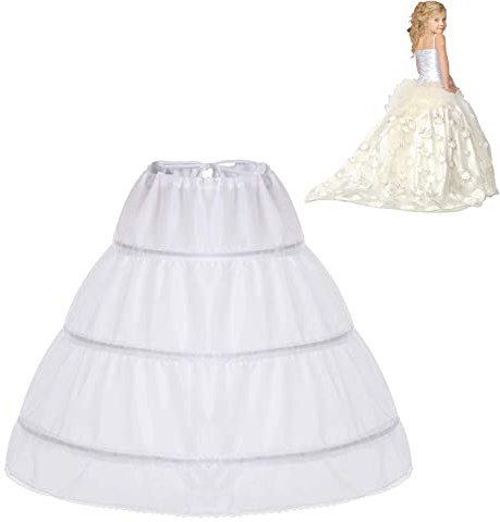 Jupon Crinoline, Jupon sous Robe, Blanche Princesse, Crinoline De sous Jupe, de Robe de cérémonie pour Enfants, 3 Cerceau Petticoat pour Robe
