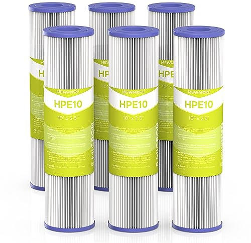 MewMore Cartucho de filtro de agua para toda la casa de 5 micras, 10 x 2.5 pulgadas, paquete de 6