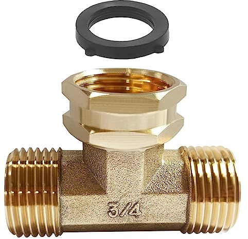 Joywayus 3/4 GHT Threaded Brass Swivel Pipe Fitting Tee T 3-Way 3/4 GHT Male × 3/4 GHT Female × 3/4 GHT Male Adapter