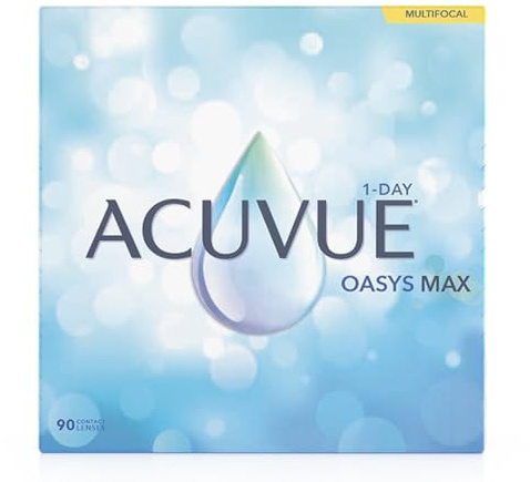 ACUVUE OASYS MAX 1-Day MULTIFOCAL Tageskontaktlinsen – 90 Gleitsichtlinsen für den Nah-, Zwischen- und Fernbereich – Tageskontaktlinsen mit +0.25 dpt und BC 8.4 – UV Schutz & angenehmes Tragegefühl