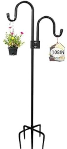 Double crochet de berger pour extérieur, 72 à 274 cm, crochets de jardin réglables avec base à 5 griffes, crochet de jardin robuste pour lampes de jardin, lanternes, paniers de plantes, carillon