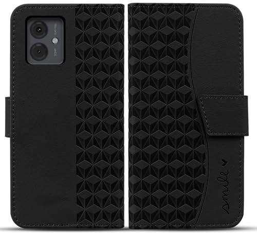 Rostsant Funda Motorola Moto G14 Carcasa de Cuero PU Billetera Magnético Funda del Libro con Ranuras para Tarjetas para Motorola Moto G14 Negro