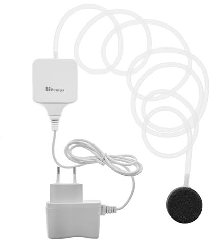 VIALIA Aquarium Luftpumpe 18 L/h, 33dB leise, quadratisch, Mini Sauerstoffpumpe mit Luftschlauch und Sprudelstein, Aquarium Zubehör, für Nano Aquarien bis zu 40L