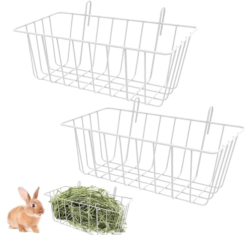 HunicandIU Comedero para heno de conejo, 2 unidades, metal, conejillo de indias, chinchilla, conejo, fácil instalación, limpieza conveniente, capacidad generosa, sin bordes puntiagudos