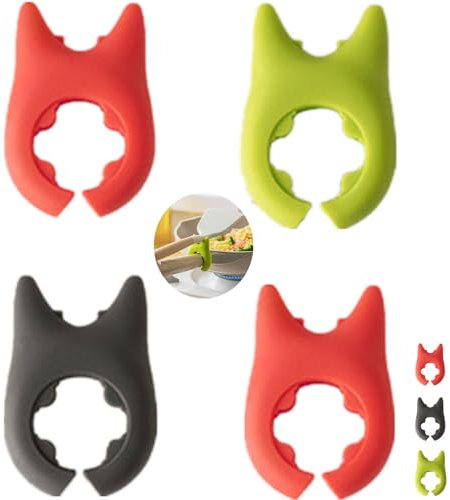 Spoon Rest for Cooking, 4 Pcs Pot Spoon Holder Non-Slip Spoon Holder Stove Organizer, Wok Spatula Holder Silicone Adjustable Kitchen Utensil Rest Over Spill Stopper Kitchen Gift Gadgets(color random)