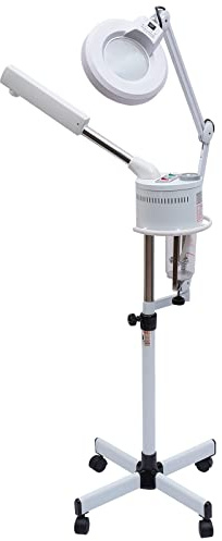 TaNeHaKi Ozon, vaporizzatore viso 2 in 1, vaporizzatore a ozono, lampada a lente d'ingrandimento, vaporizzatore per il viso, sauna facciale, vaporizzatore SPA, salone di cosmetici, evaporatore