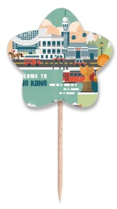 Bienvenido a Hong Kong China palillos de dientes banderas estrella etiqueta cupcake palillos