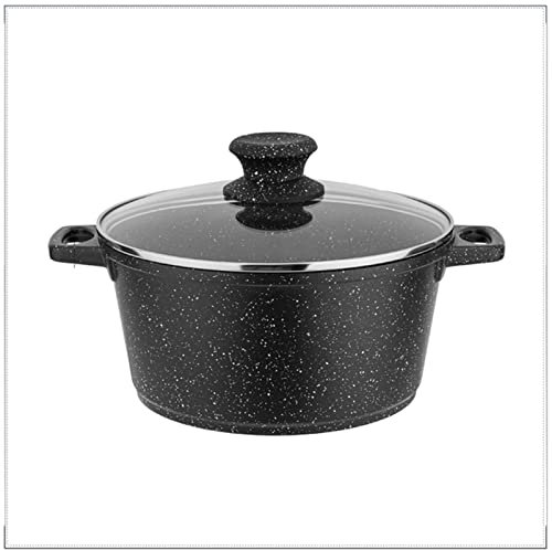 Stone Soup Pot - Household Extra Large Nonstick Frying Pan,Soup Pot with Glass Lid,Two-handed Saucepan,Induction Cooker Gas Stove Universal Stock Pot,Durable and Dishwasher