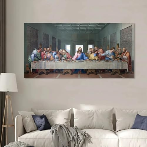 NXMYDBD Berühmtes „Das letzte Abendmahl“-Poster, Leonardo Da Vincis klassische Wandkunst, Leinwandgemälde, Druckbild, Wohnzimmer, Heimdekoration, 50 x 100 cm, ungerahmt