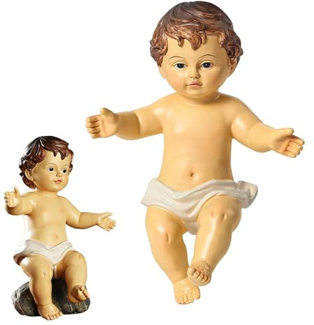 Baby Jesus Statue - Christian Nativity, Baby Jesus Christ Childhood Figurine, Resin Christmas Themed