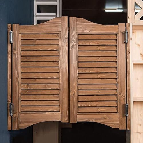 Porte battante à persiennes en bois massif pour cuisine, bar, comptoir, clôture, ouverture bidirectionnelle, demi-taille, 105 x 90 cm, matériau en bois