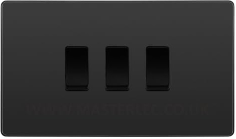 BG Evolve Black Chrome 3 Gang Triple Light Switch Double Format
