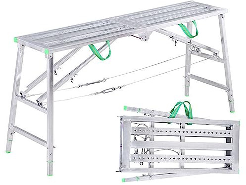 Plataforma de trabajo plegable multiusos con altura ajustable, andamio telescópico ligero para un trabajo elevado estable y seguro, portátil y fácil de usar, ideal para diversas tareas