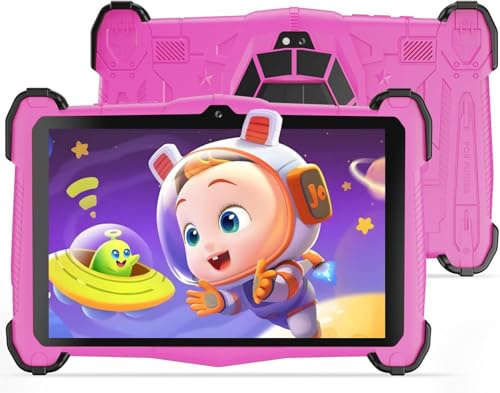 Semeakoko Kids 7 Inch Tablet-Android 14 Tablet for Ages(3-12),Octa-Core,10G RAM+64GB ROM,WiFi6, Bluetooth 5.0,Parental Controls,Google Play,Gift for Kids,Kid-Proof with Shockproof Case-Pink