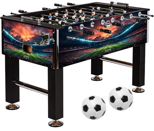 GAMES PLANET Kickertisch Leeds in 6 Farben, Tischfußball, Tischkicker, inkl. 4 Bälle + 2 Getränkehalter, ca. 60kg