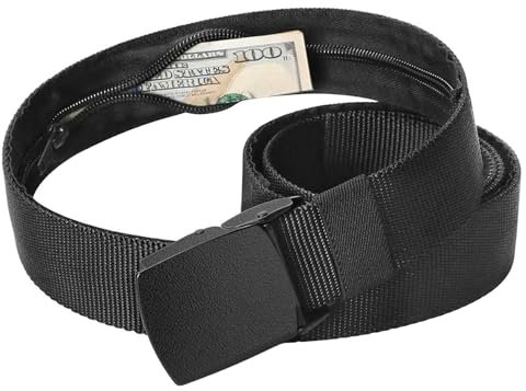 Ksvaye 120cm Geldgürtel Herren Damen Gürtel mit Geheimfach,Nylon Reise-Gürtel mit Geheimfach,Security Belt Geldgürtel,Money Belt,Bargeldschutz,Diebstahlschutz,Geldbörse,für Reise,Dienstreise,Joggen
