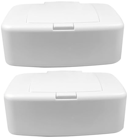 BRIGHTFUFU 2stücke Feuchttücherbox Weiß Tragbarer Wipes Dispenser Aus Langlebigem Kompaktes Leichtes Design Mit Hygienischem Deckel Für Wickeltisch Wiederverwendbarer Feuchttuchspender