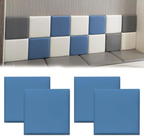 OUGPIU 3D anti-kollision väggpaneler, väggkudde vaddering, barn sensoriska stoppade väggpaneler, säng sänggavel barnklistermärken paneler, 3D PU texturerad vägg vadderad (C)