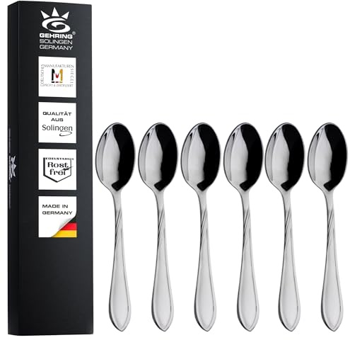 Gehring Solingen Focus Espressolöffel 6 Stück I Moccalöffel I Edelstahlbesteck I Löffel Set 6-teilig I spülmaschinengeeignet I Made in Germany