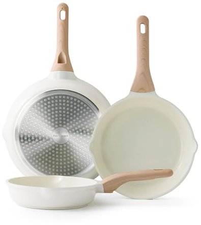Kordisen Set di Padelle in Ceramica a Induzione 20/24/28 cm, Set di Padelle Antiaderenti, Sane e Atossiche, Senza PFOA e PFAS