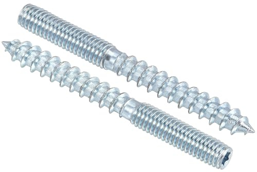 TA-VIGOR 10Pcs Hanger Bolts, M6x60mm Double Headed Bolts Self Tapping Screw, Double Ended Dowel Screws for Wood Joint Furniture