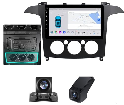 Androide 13 per Ford S-Max S Max 1 2006-2015 Controllo del Volante 9 Radio Stereo Auto HD Touch Screen GPS FM RDS Telecamera Posteriore+DVR CarPlay Android Auto 4G+WiFi BT5.0(B,NF-3)