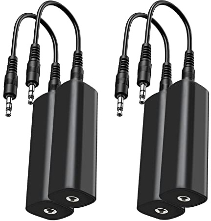 Cpolebev Filtro Antirumore Isolatore Ad di Terra per Autoradio/Home Stereo, 4 Isolatori Antirumore Ad di Terra con Cavi Audio da 3,5 Mm