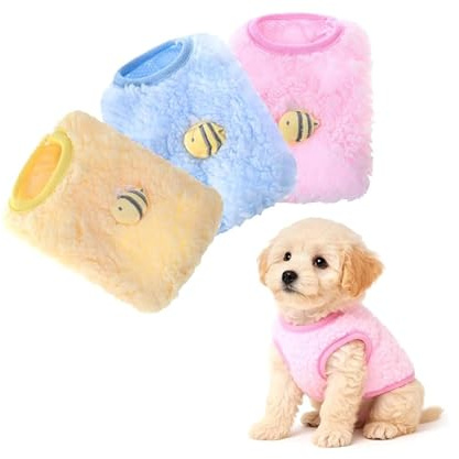 3Pcs Kitten Clothes, Dog Clothes for Yorkie, Teacup, Cute Cat Clothes with Bee Pattern, Colorful Chihuahua Clothes, Soft Small Dog Jummper, Cute Puppy Jumper for Mini Newborn Puppy
