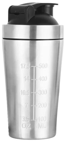 Asyduey Gobelet Shaker en Acier Inoxydable de 500ML pour Les Passionnés de Fitness - Étanche, avec Échelle de Mesure Pratique