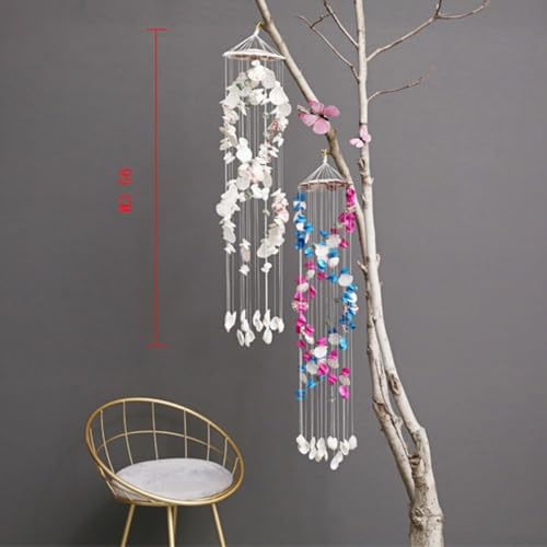 Windspiel mit doppeltem Drachen, weiße Muscheln, Glück mit Stil, beruhigende melodische Töne für das Mittelmeer, mit Plus-Dekoration für Zuhause, Garten, elegant