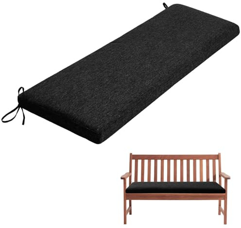 Generisch Bankauflage, Abnehmbarem Sitzkissen Banks, rutschfeste Gartenbank Auflage, Waschbar Sitzauflage Banks für Innen Outdoor Fensterbank Couch ban k Eckbank Auflagen,Schwarz,120x40x5cm