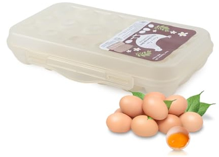 Flygragon Eier-Box mit Deckel, Kühlschrank-Organizer für 18 Eier, Eier Aufbewahrung Kühlschrank, Stapelbar & Transparent – Frischehalter für Küche