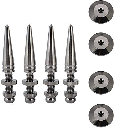 Shurzmotic 4 Paia di Punte per Altoparlanti in Rame Puro Antishock, Supporto Base per Subwoofer, Superficie Cromata di Alta Qualità per Altoparlanti HIFI, Filettatura M8 per una Qualità del S