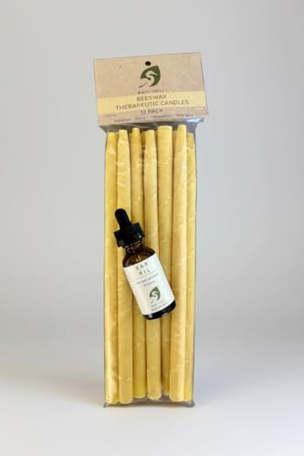 White Egret Beeswax Ear Candling Kit – 12 Natural Beeswax Ear Candles + Soothing Ear Oil – Traditional Ear Care & Relaxation Set