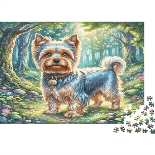 Yorkshire Terrier Paperboard Yorkshire Terrier in Enchanted Woods Classic Jigsaw Puzzle Family Friendly Relaxing Activity 70x50cm/1000pcs