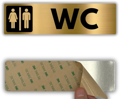 LEIASA | Segnale Bagno Uomo Donna - 5x18 cm - Spessore 0,8 mm - Alluminio - Cartello Servizi Condivisi - Targa Toilette Miste - Insegna WC Unisex - (Bagno Misto)