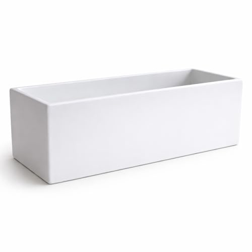 Maceteros Grandes Exterior Jardinera Rectangular Blanca 75 cm, maceta rectangular grande de plástico resistente, macetero exterior rectangular para plantas en terraza balcón o interior moderno
