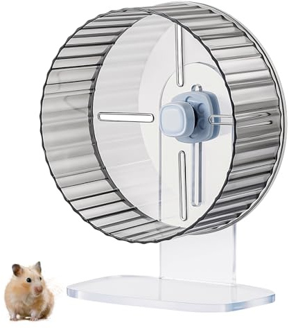 Hamster Wheel Silent with Stand, 21cm Hamster Exercise Wheels Super Quiet | Spinner Running Drum Clear Hamster Running Wheels for Gerbil Dwarf Hamster Rat Mice Small Animals