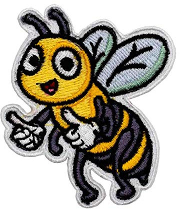 Café Viereck ® Fleißbiene Patch Gestickt mit Klett – 5,2 cm x 6 cm