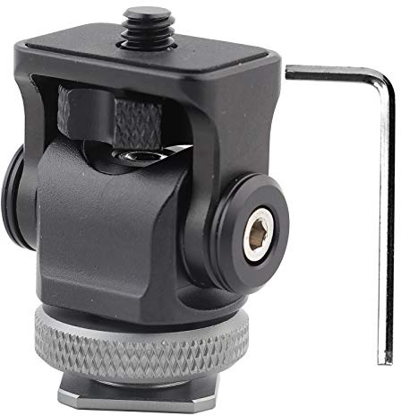 EBTOOLS Supporto Hot Shoe Slitta Flash 1/4 '' Vite Hot Shoe videocamera Monitor Mount Monitor Flash Microfono Holder Camera Accessorio Hot Shoe Mount treppiede Lega di Alluminio (Nero) Adatto per SLI