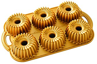 Nordic Ware Backform Brilliance Bundtlette Pan Aluminium Gold, 38cm x 22,2cm, NW 93377