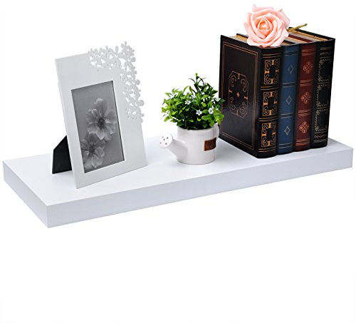 EUGAD Wandregal Weiß 60cm, Wandboard Regalbrett mit Versteckten Haltern, für Wohnzimmer, Schlafzimmer, Küche & Büro, 0049QJ