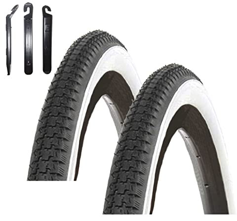 Angebot-Set / 2 x Kenda K-141 28 Fahrradreifen Fahrradmantel Schwarz/Weiß 40-635 (28 x 1 1/2) inkl. 3 Reifenheber