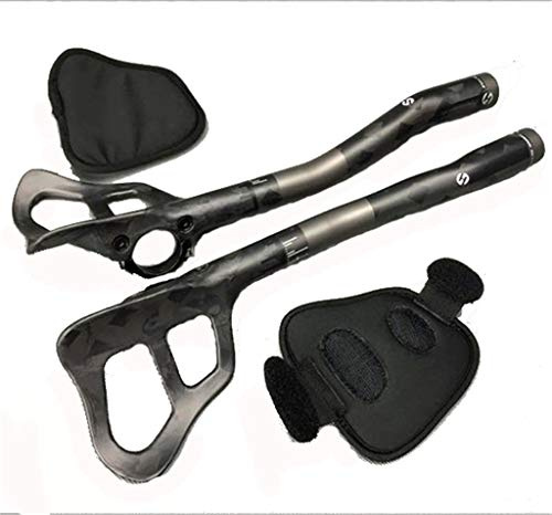 Rennrad Triathlon Lenkeraufsatz Carbon, Fahrradstütze Lenker Aero Bar Triathlon Carbon Rennrad TT Rest Bike Lenker Aerobar Verlängerungsstange Lenker TT Stützrohr für Radfahren,Weiß